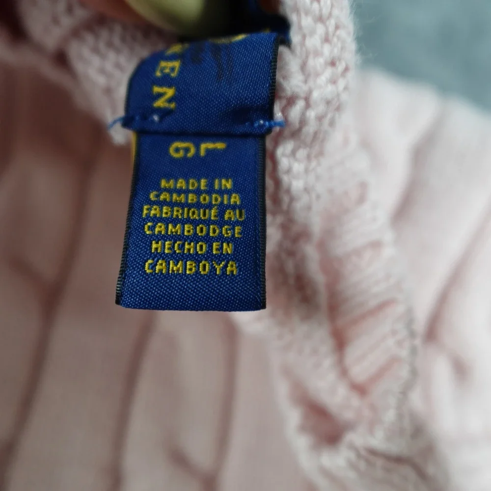 Polo Ralph Lauren Sweater Womens Large Pink Cable Knit Crewneck Long Sleeve - Picture 3 of 13